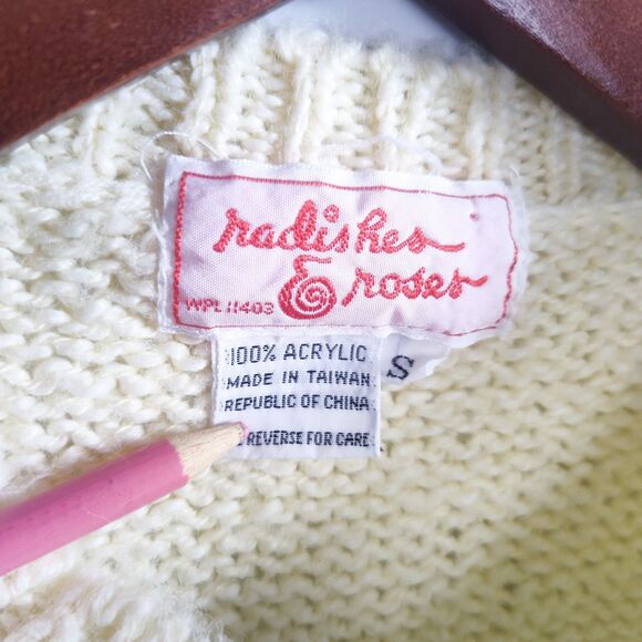 Radishes & Roses Sweater Vest Womens Small 90s Pastel Yellow Pink Colorblock Vtg - Picture 5 of 9
